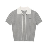 WOMEN'S RIBBON COLLAR SHORT SLEEVE KNIT