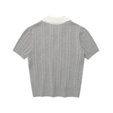 WOMEN'S RIBBON COLLAR SHORT SLEEVE KNIT