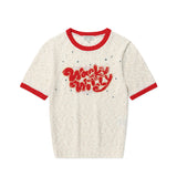 WOMEN'S TYPOGRAPHIC SHORT-SLEEVED KNIT