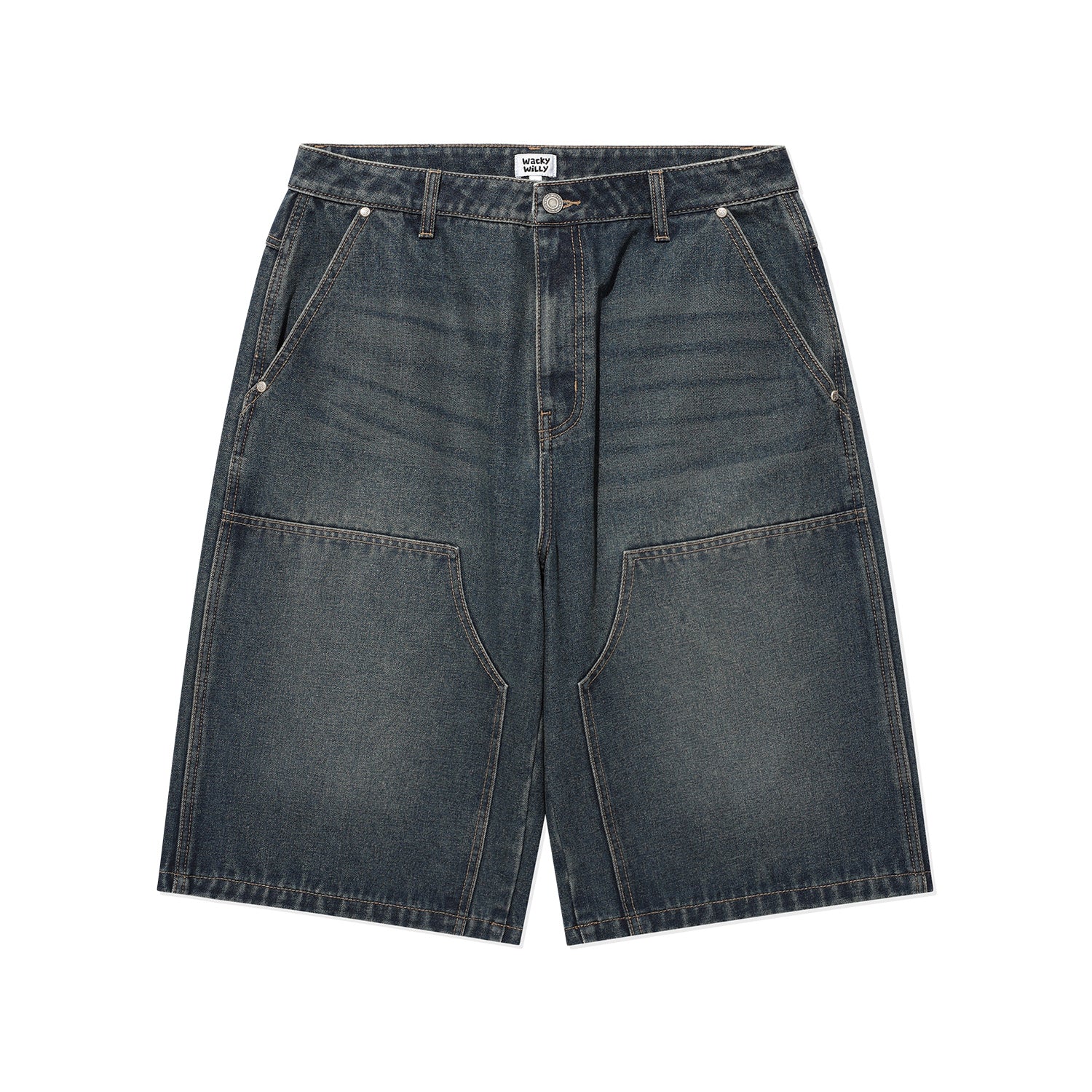 DOUBLE KNEE DENIM SHORTS