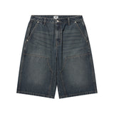 DOUBLE KNEE DENIM SHORTS