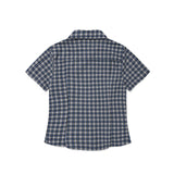 WOMEN'S ROUND COLLAR CHECK SHORT-SLEEVED SHIRT