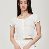 WOMEN'S SHIRRING PUFF BLOUSE