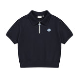 WOMEN'S LILY COLLAR HALF ZIP-UP SHORT SLEEVE