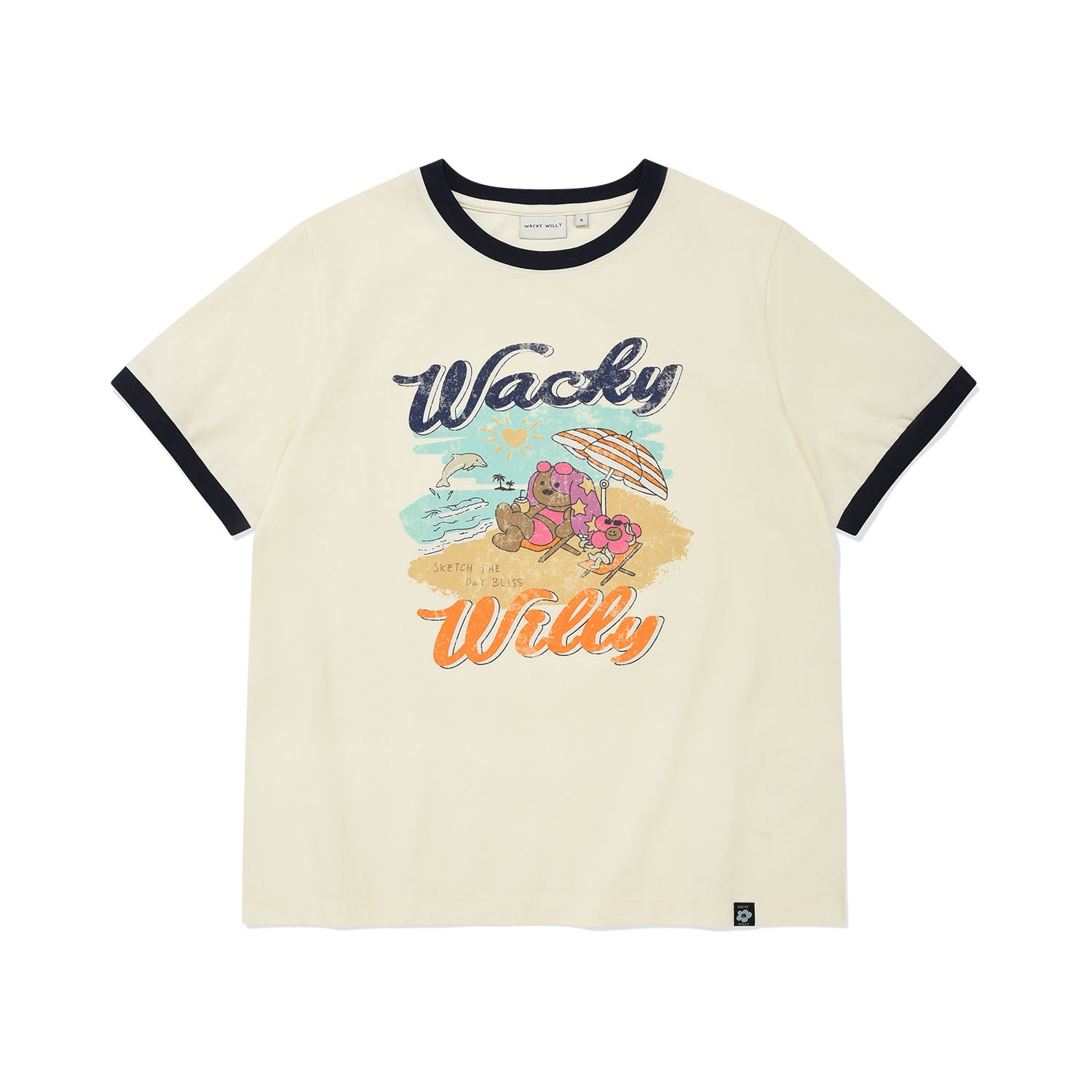 WOMEN'S SUMMER GRAPHIC RINGER SEMI-OVER SHORT SLEEVE T-SHIRT