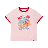 WOMEN'S SUMMER GRAPHIC RINGER SEMI-OVER SHORT SLEEVE T-SHIRT