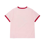 WOMEN'S SUMMER GRAPHIC RINGER SEMI-OVER SHORT SLEEVE T-SHIRT