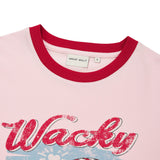 WOMEN'S SUMMER GRAPHIC RINGER SEMI-OVER SHORT SLEEVE T-SHIRT