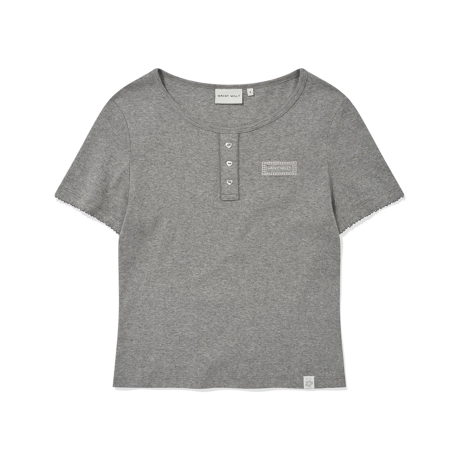 [予約販売/6月上旬入庫予定] [GISELLE着用] WOMEN'S HENLEY NECK EYELET SHORT SLEEVE T-SHIRT