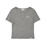 [GISELLE着用] WOMEN'S HENLEY NECK EYELET SHORT SLEEVE T-SHIRT