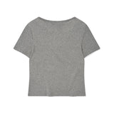 [GISELLE着用] WOMEN'S HENLEY NECK EYELET SHORT SLEEVE T-SHIRT