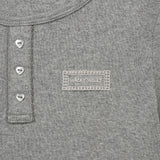 [GISELLE着用] WOMEN'S HENLEY NECK EYELET SHORT SLEEVE T-SHIRT