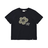 WOMEN'S CHECK LILY SEMI-CROP SHORT-SLEEVE T-SHIRT
