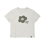 WOMEN'S CHECK LILY SEMI-CROP SHORT-SLEEVE T-SHIRT