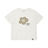 WOMEN'S CHECK LILY SEMI-CROP SHORT-SLEEVE T-SHIRT
