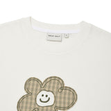 WOMEN'S CHECK LILY SEMI-CROP SHORT-SLEEVE T-SHIRT