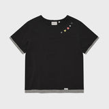 [予約販売/7月上旬入庫予定] WOMEN'S LAYERED BUTTON SHORT SLEEVE T-SHIRT CHARCOAL