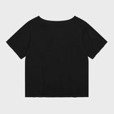 [予約販売/7月上旬入庫予定] WOMEN'S GRAPHIC BUTTON OFF-SHOULDER SHORT SLEEVE T-SHIRT BLACK