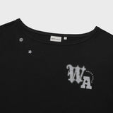 [予約販売/7月上旬入庫予定] WOMEN'S GRAPHIC BUTTON OFF-SHOULDER SHORT SLEEVE T-SHIRT BLACK
