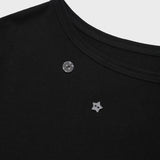 [予約販売/7月上旬入庫予定] WOMEN'S GRAPHIC BUTTON OFF-SHOULDER SHORT SLEEVE T-SHIRT BLACK