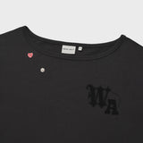 [予約販売/7月上旬入庫予定] WOMEN'S GRAPHIC BUTTON OFF-SHOULDER SHORT SLEEVE T-SHIRT CHARCOAL