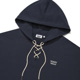 【予約｜10月上旬発送】HOODIE SWEATSHIRT WITH NECK DETAIL - NAVY