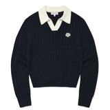[予約販売/9月中旬入庫予定] [WONI着用] CABLE COLLAR PULLOVER - NAVY