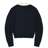 [予約販売/9月中旬入庫予定] [WONI着用] CABLE COLLAR PULLOVER - NAVY