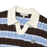 [予約販売/9月中旬入庫予定] [WONI着用] CABLE COLLAR PULLOVER - SKY BLUE