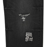 【予約｜10月上旬発送】DISTRESSED PATCH DENIM PANTS - BLACK