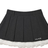 【予約｜10月中旬発送】 MINI PLEATED SKIRT - CHECK/SOLID-GRAY