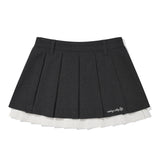 【予約｜10月中旬発送】 MINI PLEATED SKIRT - CHECK/SOLID-GRAY